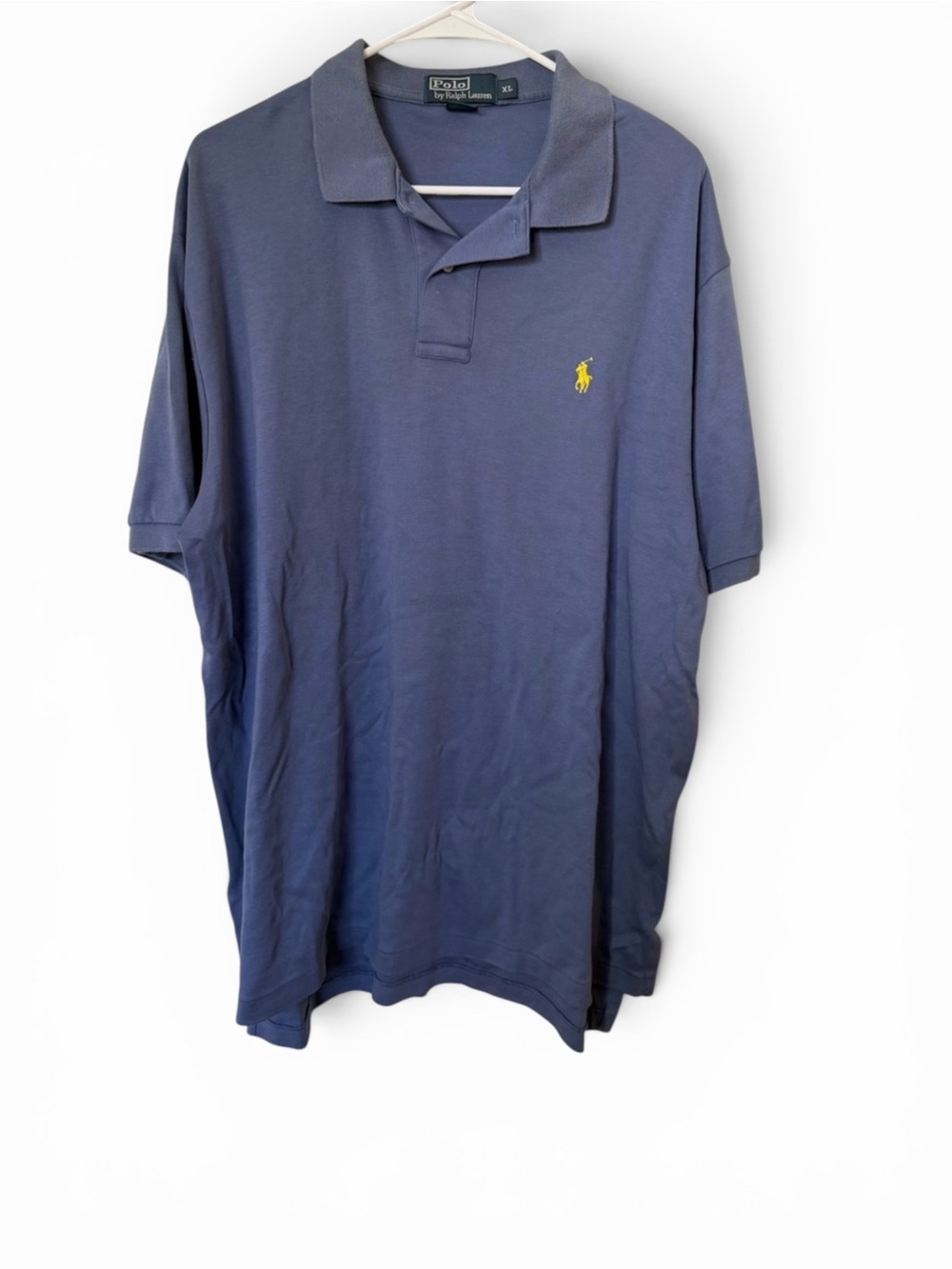Polo Ralph Lauren Blue Cotton Polo Shirt XL Yellow Pony Classic Men’s - Picture 2 of 7